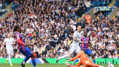 Eberechi Eze of Crystal Palace scores their third goal. Getty