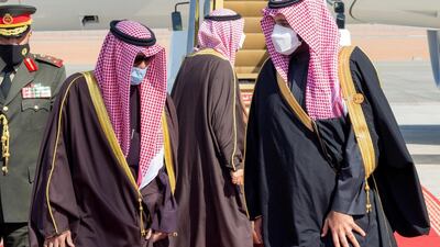 Saudi Crown Prince Mohammed bin Salman welcomes Emir Sheikh Nawaf Al Sabah of Kuwait. SPA