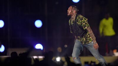Chris Brown joined Janet Jackson and 50 Cent in Saudi Arabia/ AFP / AMER HILABI