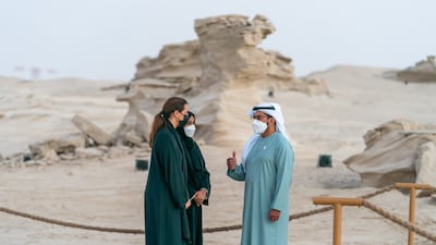 Sheikh Hamdan toured the scenic area of geological importance 45 kilometres east of Abu Dhabi.
