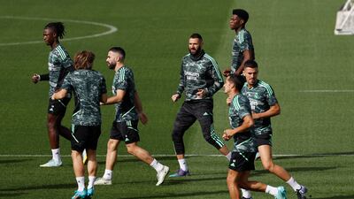 Soccer Football - Champions League - Real Madrid Training - Ciudad Real Madrid, Madrid, Spain - October 4, 2022 Real Madrid's Karim Benzema during training REUTERS / Susana Vera