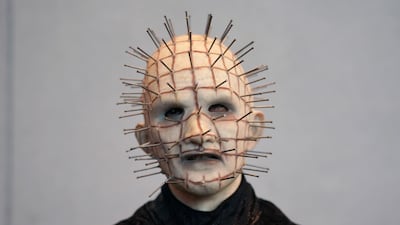 A cosplayer dresses up as Pinhead from the 'Hellraiser' films. AFP