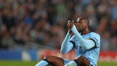Yay Toure reacts during Manchester City's draw with AS Roma in the Champions League during midweek. Peter Powell / EPA / September 30, 2014