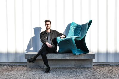 Riyad Joucka, founder of Middle East Architecture Network, with the Mawj, a 3D printed armchair. Courtesy Mean