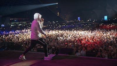 Slim Shady delighted fans with a catalogue of his greatest hits at du Arena, Abu Dhabi. Courtesy of Flash Entertainment