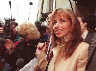 Paula Jones, right, and legal advisor Susan Carpenter McMillan. AP