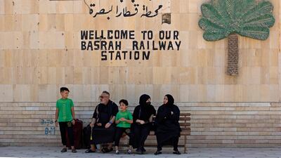 Shiite pilgrims wait at a train a station in the southern Iraqi port city of Basra as they head to Karbala to mark the Arbaeen religious festival. AFP