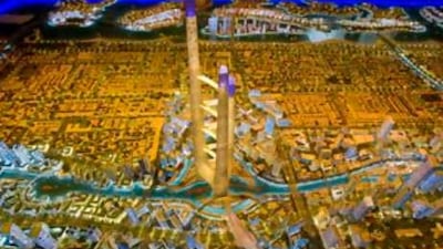 A scale model of Meraas Development at Cityscape Dubai at the Dubai International Exhibition Centre.