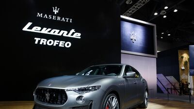 A Maserati Levante sits on display at the show. EPA