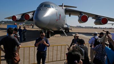 A Y-20 transport aircraft of the Chinese People's Liberation Army (PLA) Air Force is displayed during the 12th China International Aviation and Aerospace Exhibition. AP Photo