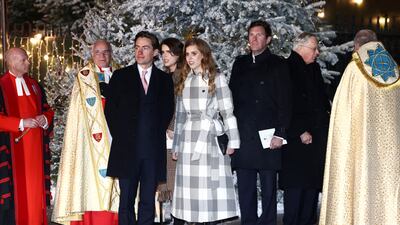 Princess Beatrice with Edoardo Mapelli Mozzi and Princess Eugenie with her husband Jack Brooksbank. Reuters