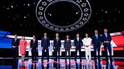 US Democratic presidential hopefuls participate in the second round of the second primary debate of the 2020 presidential campaign season hosted by CNN at the Fox Theatre in Detroit, Michigan. AFP