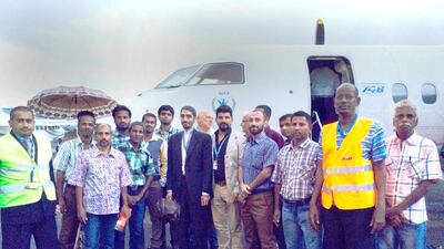A plane in Somalia waits to fly out the 11 hostages from the MV Albedo, who were held by Somali pirates for almost four years. The men were taken to Nairobi by officials of the UN Office on Drugs and Crime. Courtesy eNCA news