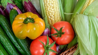 Assorted organic vegetables at the shop.