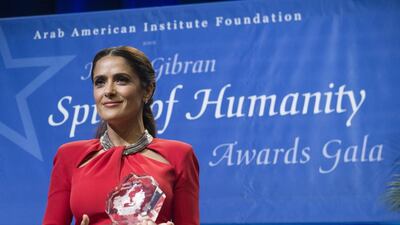 Actress Salma Hayek sported the Pomellato Tango bracelet at the Kahlil Gibran Spirit of Humanity Awards Gala in Washington, DC. Courtesy of AFP PHOTO / SAUL LOEB