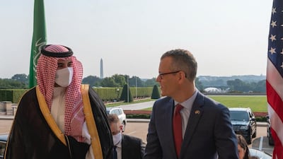 Prince Khalid bin Salman, Saudi Arabia's Vice Minister of Defence, meets Colin Kahl, US Under Secretary of Defence for Policy.