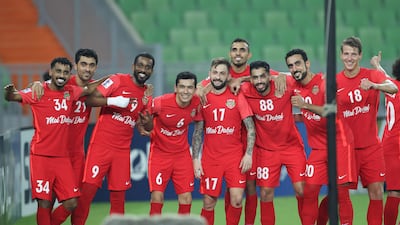Shabab's midfielder Federico Cartabia, centre, scored twice in the AFC Champions League on Friday. AFP