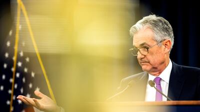 Federal Reserve Chairman Jerome Powell announces the Fed's decision to hold interest rates steady at a news conference at the end of last month. The move came months after President Trump's public appeals for the central bank not to raise interest rates. Photo: EPA