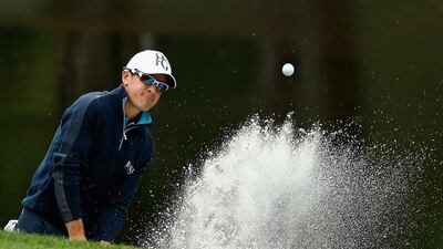 Scott Langley hits a shot out of the bunker on the 15th hole during the second round of the RBC Heritage at Harbour Town Golf Links in South Carolina. Streeter Lecka / Getty Images