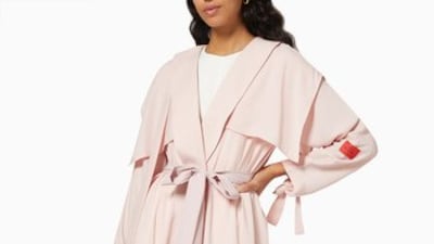 Crepe abaya and sheila, Dh1,000, Sara Bostani, at Ounass. Photo: Ounass