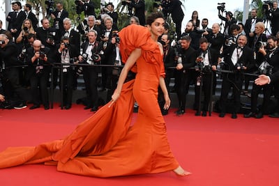Deepika Padukone in Ashi Studio during the Cannes film festival in 2022. Getty Images