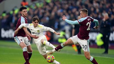 Lewis Bate (Forshaw 22) 3 – Far from the Premier League debut the teenager would have dreamed of. Found himself on the receiving end of a poor pass from Ayling, which led to Rice seizing the ball. PA