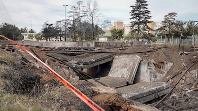 Police tape marks off the scene of the explosion. EPA