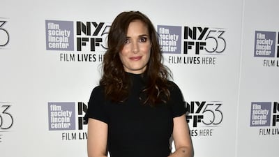 Winona Ryder in a black dress attends the premiere of 'Experimenter' during the 53rd New York Film Festival at Alice Tully Hall, Lincoln Centre on October 6, 2015. Getty