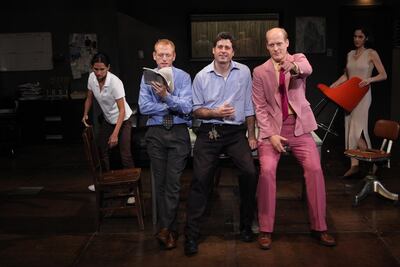 The cast of 'Gatz'. From left to right, Susie Sokol, Scott Shepherd, Gary Wilmes, Jim Fletcher & Victoria Vazquez. The play was last performed in 2012 and this weekend it is coming to the UAE