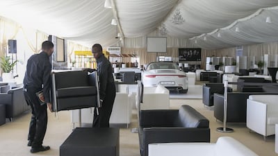 The team at the Fairmont Bab Al Bahr prepare for the big kick-off. Fans from all over the world are expected at the specially erected fanzone. Mona Al Marzooqi/ The National