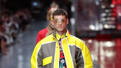 A model walks the runway at the fashion debut of the first co-ed Ferrari collection at Ferrari Factory on June 13, 2021 in Maranello, Italy. Getty Images