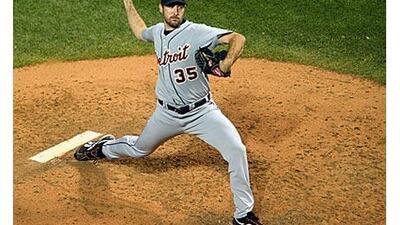 Justin Verlander, the Tigers pitcher, delivers in the fourth inning against the Indians.