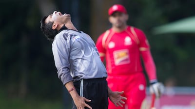 The Pakistan-born cricketer was eventually rewarded when he bowled Daesrath out for just 10. Canada were reeling by now - at 135 for five. Chris Young / The National
