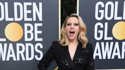 Kate McKinnon wore a black sequinned Prabal Gurung tuxedo for the 77th annual Golden Globe Awards on January 5, 2020, at The Beverly Hilton. AFP