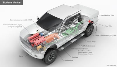 The key components of a biodiesel vehicle. Photo: Alternative Fuels Data Centre