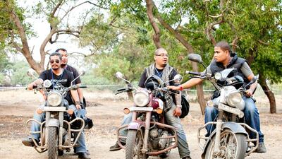 Bikers getting ready for a casual ride at Mahabalipuram