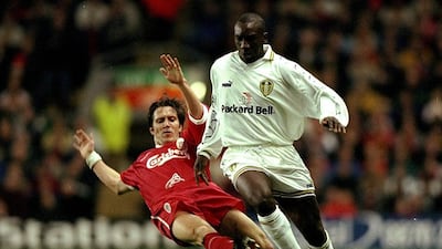 November 14, 1998: Liverpool 1 (Fowler pen 68') Leeds United 3 (Smith 79', Hasselbaink 81' & 86'): After a miserable run against the Merseysiders that had seen them lose six and draw one of the last seven matches in all competitions, Leeds finally came out on top after a late goal flurry at Anfield. A Robbie Fowler penalty, after Leeds goalkeeper Nigel Martyn nearly decapitated Karl-Heinz Riedle, looked to have put Liverpool on the road to another win. But David O'Leary was assembling a strong Leeds side and three goals in seven minutes, including a Jimmy Floyd Hasselbaink double, turned the game on its head. The Yorkshire club would finish the season fourth, three points and three places ahead of Gerard Houllier's Liverpool. Getty