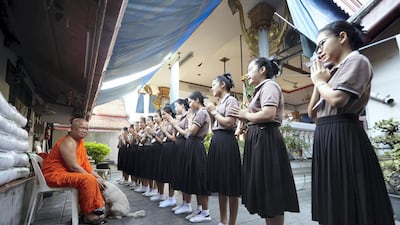 Students lining up. Sasamon Rattanalangkarn for The National