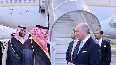 Saudi Arabia's Crown Prince Mohammed bin Nayef arrives in France on May 11, 2015, en route to the United States to lead the Saudi delegation at talks between the Gulf Cooperation Council leaders and president Barack Obama. SPA