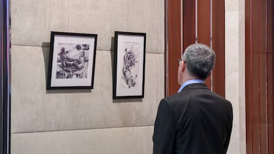 One of Bashir's sketches on display at the exhibition