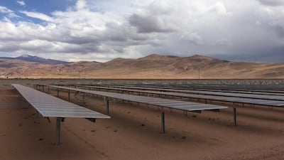Solar panels at a solar farm funded by China, in Salar de Cauchari, Argentina. Reuters
