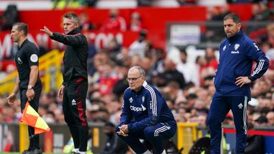 Leeds United's manager Marcelo Bielsa, centre, had a tough season opener.