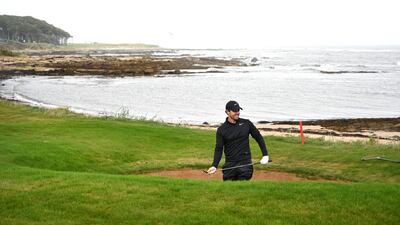 Rory McIlroy playing out of a bunker during practice for the Alfred Dunhill Links Championship at Kingsbarns in Scotland on Tuesday, September 24. Getty