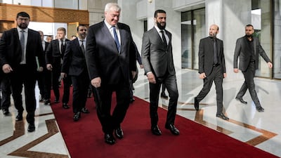 Ukraine's Foreign Minister Andrii Sybiha and a delegation of officials from the country meet Ahmad Al Shara in Damascus. AFP