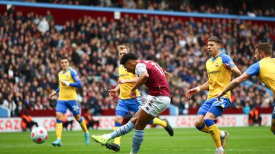 Ollie Watkins scores Aston Villa's opening goal against Southampton. Getty
