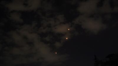 A view of Syrian air defenses intercepting missiles before they reach their targets, in Damascus, Syria. EPA