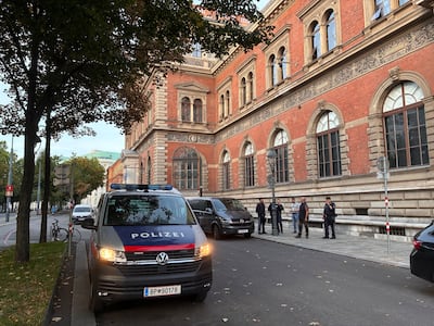 Police at the scene outside the Museum of Applied Arts in Vienna. Getty Images
