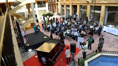 The car was revealed outside the Ministry of Economy in downtown Beirut. EPA