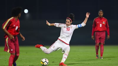 Nouf Al Anzi was part of one of the first Emirati women’s national football squads. Photo: UAE FA