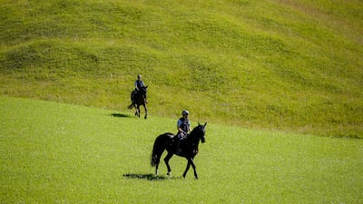 Horseback police patrol at Elmau Castle in Bavaria. EPA